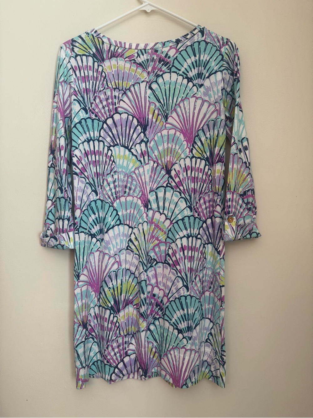 Lilly Pulitzer Linden Dress Oh Shello Shell Print 100% Pima Cotton Women’s XS - Picture 2 of 5